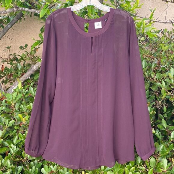 CABI Entice Long Sleeve Blouse Plum Style 3092 Size Large. VGUC! - Picture 3 of 7